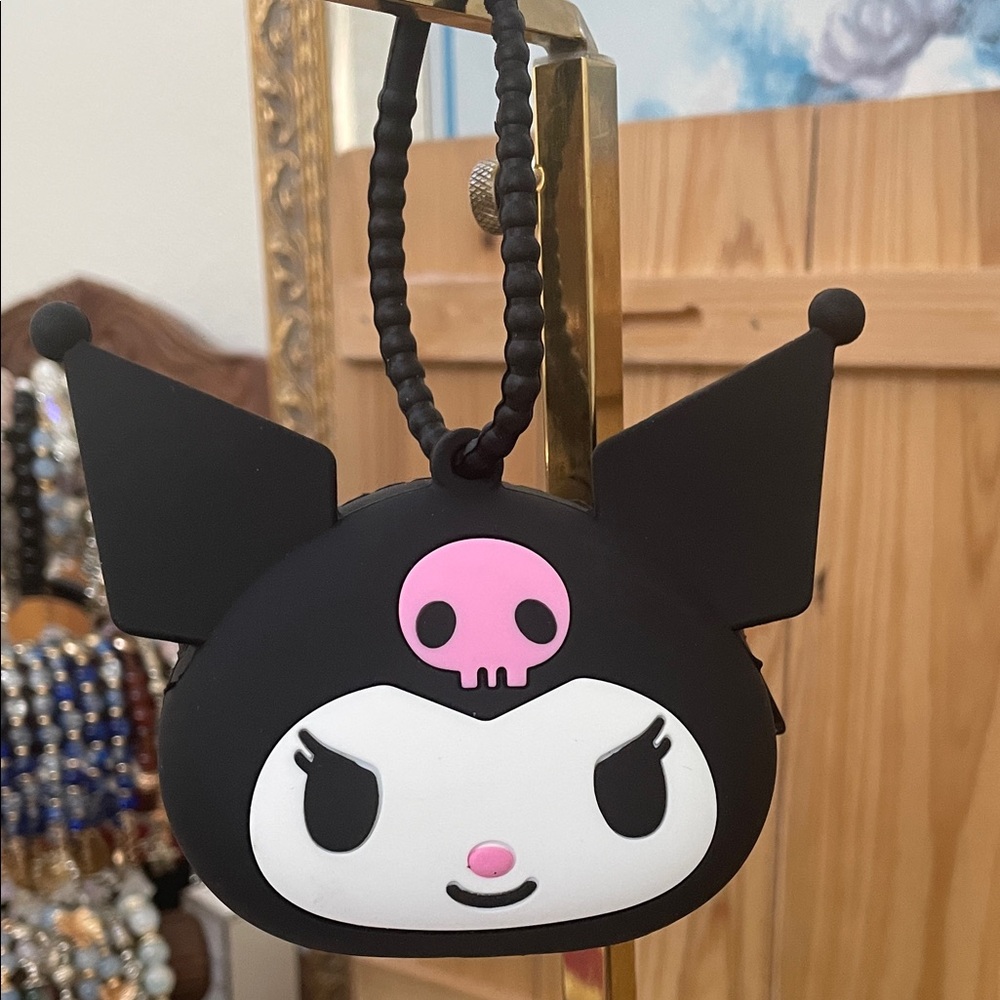 Kuromi Skull Black and Pink Character Coin Purse with Wristlet